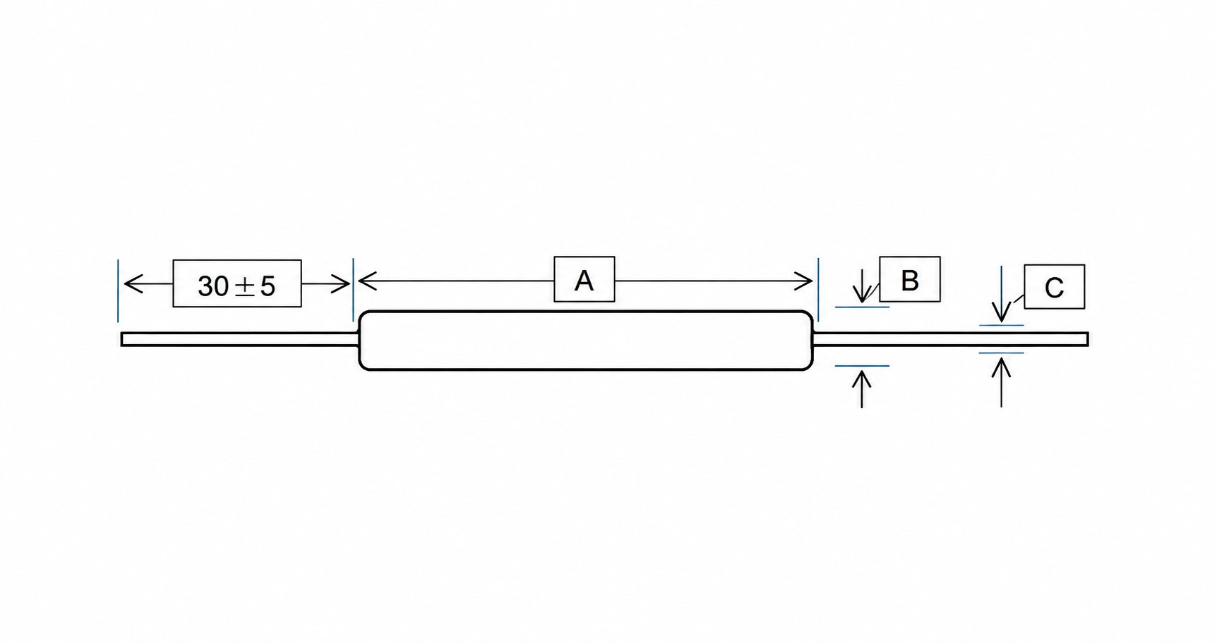 厚膜高压电阻 HVR80A Cylindrical Thick-Film Non-Inductive High-Voltage Resistor — dimensions illustration